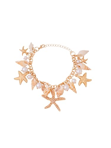 Yellow Chimes Vistelle Bracelet for Women and Girls Fashion Golden Charm Bracelets for Women and Girls Gold Plated Hanging Pearl Charms Bracelet for Girls & Women