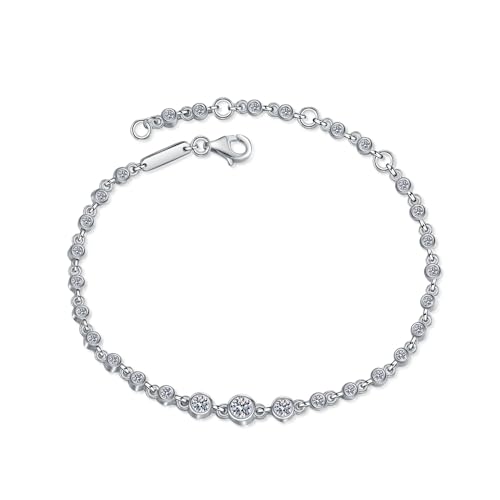 Chaîne à maillons Moissanite 0.87cttw StarGems bracelet ajustable argent 925