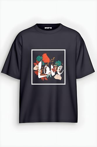 Image of Amazon Brand - Anarva Women Oversized Graphic Printed T Shirt 100% Cotton Drop Shoulder Loose Fit Baggy Casual Tshirt for Girls