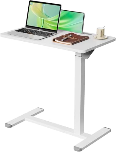 Gibbon Mounts Mobiler Stehschreibtisch, pneumatisch verstellbarer Rollschreibtisch (69,9 cm), tragbarer Laptop-Schreibtisch mit Rollen, Bettisch Nachttisch Laptoptisch für Couch, Zuhause, Büro, Weiß