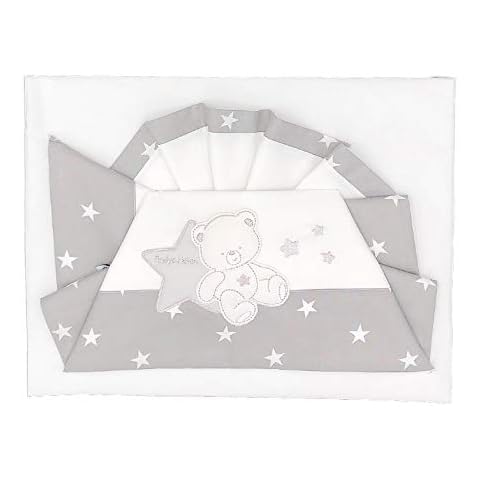 ANDY & HELEN 3 Piece Crib Bedding Set, Cotton, Gray Cover