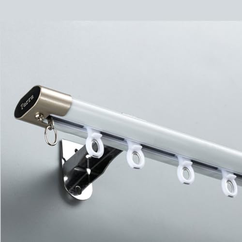 Image of Jangirh 4.5 Feet Sleek Silent /Curtain Track Rail Channel for Windows /Door /Office Wall Fit, Complete Set of Accessories with Screws & Wall Plugs, White inch