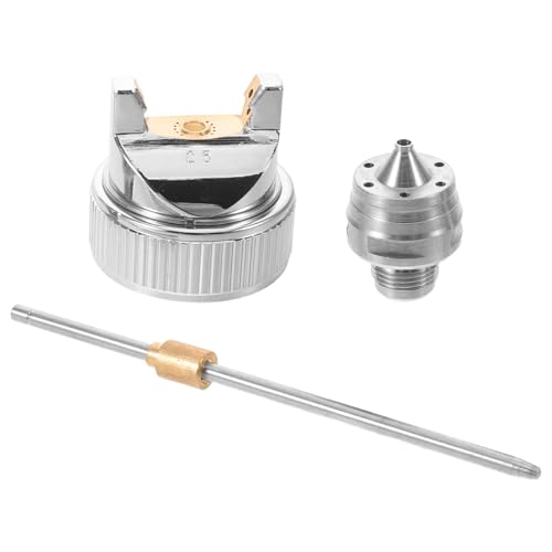 RUNROTOO 1 Set Spray Gun Air Cap, Needle, Fluid Nozzle Kit - 2.5mm Paint Sprayer Repair Parts for DIY Automotive Painting Projects - Alloy Fluid Tip Replacement