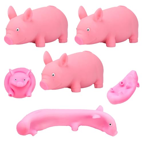 3 Pcs Pig Stress Balls, Pull and Stretch Balls Toys Gifts for Kids Adults, Cute Animal Squish Fidget Sensory Toys Stress Relief Squeeze Ball Party Favors Boys Girls