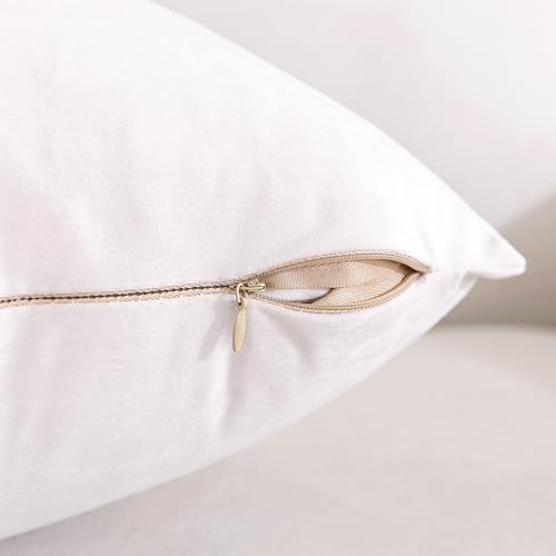 TAOSON Pack of 2,Matching Sequin Patchwork Velvet Throw Pillow Cover with Silver Sequined Rhinestone Cushion Case Square Pillowcase for Sofa Couch Bedroom Living Room Home,20 x 20 inch Cream White by TAOSON - Image 4
