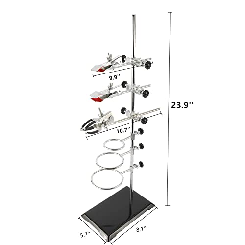 Yaeccc Laboratory Stand Support Metalware Set - Premium Iron Material Support Stand, Lab Clamp Flask Clamp Condenser Stand 60Cm #TOP6