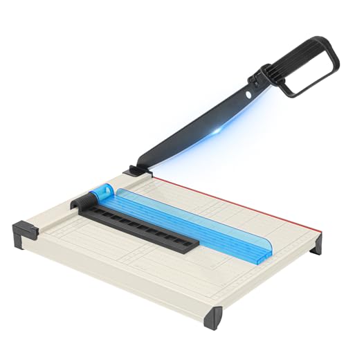 Professional 12IN Guillotine Paper Cutter for A4/A5/B5 12-Sheet Capacity with Precision Grid & Safety Guard - Heavy Duty Paper Trimmer for Craft Office DIY (White)