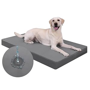 Favodormir Ortopédica Cama Perros Grande Impermeable,Doble Cara De Cuero Sintético,Colchón Perro,Dog Bed,Funda Extraíble Lavable,Colchoneta,Gris,119x73x9cm