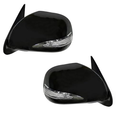 互換性あり2005-2015年式トヨタ ハイエース 200系 バン用 電動リフレクター バックミラー LEDライト アップグレード(Black(2Pcs))