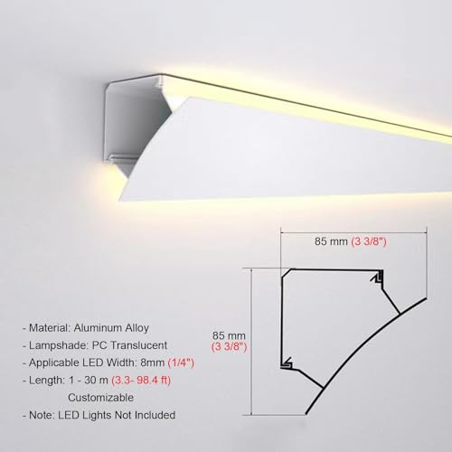 LED Light Channel Trim Ceiling Molding, Indirect Lighting Crown Molding Home Decor, Surface Mounted LED Aluminum Channel for Home, Bar and Hotel(9.5m/31.1 ft)
