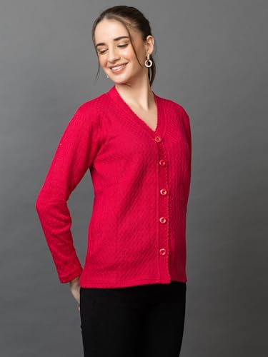 Image of Wear lusso Women Woolen V Neck Casual Wear Stylish Cardigan Sweaters for Winter with Side Pocket | Cozy and Warm Winter Sweater for Girls /Ladies