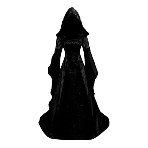 Faynore Halloween-Kostüm mit Kapuze für Damen, Vampir-Kostüm, Samt, Mittelalterkleid, Karnevalskostüme, Gothic, Renaissance-Kleid,...