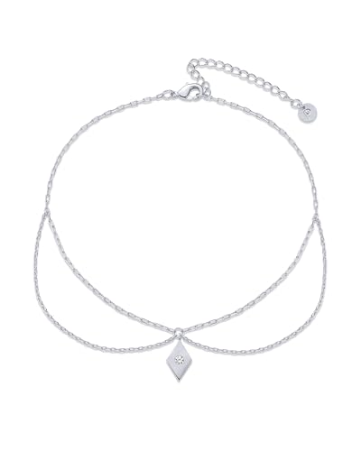 Image of PAVOI 14K Gold Plated Anklet for Women - Trendy Link Chain Ankle Bracelet Summer Jewelry - Boho Dainty Anklets with Cubic Zirconia, Beaded, Evil Eye, Star, Station, Pearls Adjustable Gold Jewelry