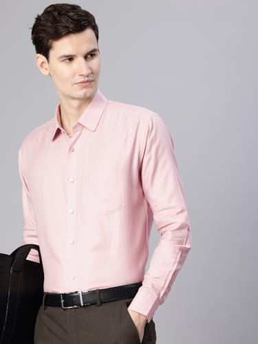 Image of Majestic Man Men's Solid Cotton Blend Textured Wrinkle-Resistant Slim Fit Easy Iron Formal Shirt