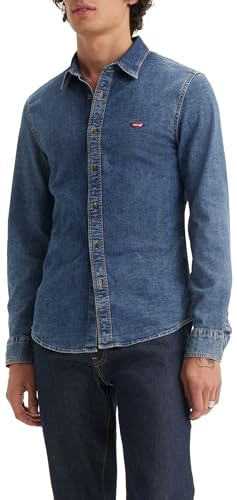 Levi's Long-Sleeve Battery Housemark Slim Camisa, Trinity Medium Wash, M Hombre
