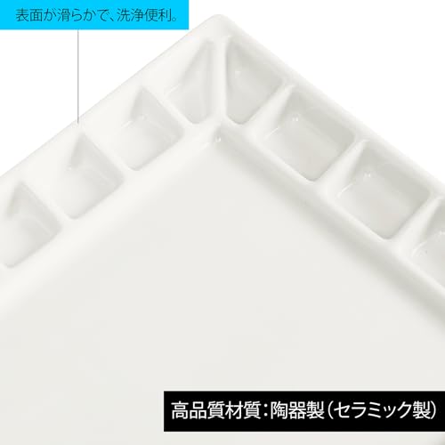 MEEDEN セラミック製 ミニ 水彩パレット 18穴&大きな混合区 洗浄便利 白い 20.3 x 1.9 x 14 cm