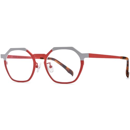 Image of FONEX Colorful Pure Titanium Glasses Frame Women Retro Round Eyeglasses