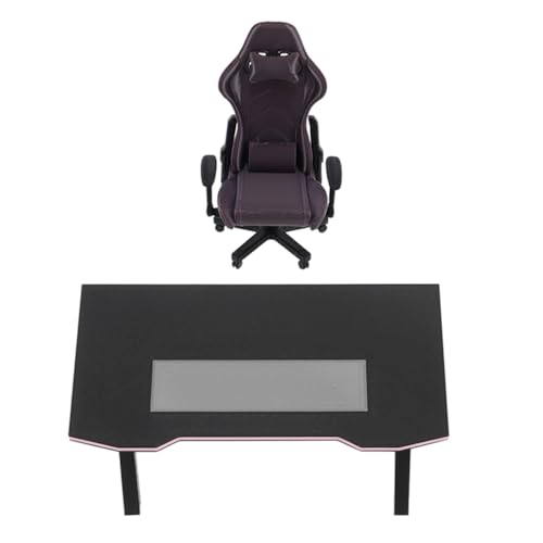 Housoutil Escritorio y Silla Gaming Oficina Negra Accesorios Realistas para Decoración y Creativos Casa Muñecas Niñas