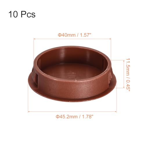 Image of uxcell 40mm /1.57 inch Plastic Hole Plugs, 10Pcs Flush Type Panel Round Snap in Fastener Knockout Locking Plugs for Furniture Insert End Caps Panels, Red