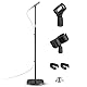 POLESTO Mikrofonständer Universal, Höhenverstellbares Mikrofonständer boden mit robustem 2,35 kg Rundfuß, inkl. 2 Mikrofonclips und Adapter für Blue Yeti/Snowball/Shure SM7B/Samson Q2U/HyperX
