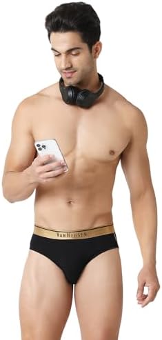 Van Heusen Men's Antibacterial Brief (30001_Pure Black-M)