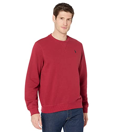 U.s. Polo Assn. Pop Over Crew Neck Fleece University Red Lg #TOP10