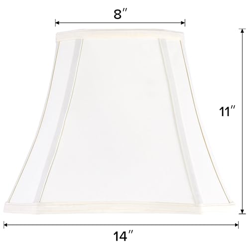 GO&SO Square Cut Corner Lampshade Spider, 8x14x11 Inch Medium Beige Cream Table Lamp Shade,Natural Fabric Easy Assembly (Single), Modern Lamp shade for Floor Lamps Replac Bedroom Lamp Decor - Thumbnail 3