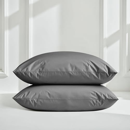 Image of Italic Luxe 100% Australian Cotton Bedding Bundle - Full Size 400 Thread Count - Soft, Durable & Silky - Includes Fitted Sheet, Flat Sheet & Pillowcases (Charcoal)