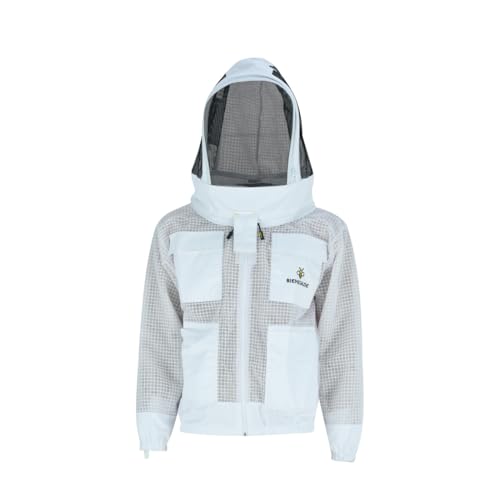 Imkerjacke Premium mit Atmungsnetz und Fechtschleier für Bienen Wespen Insekten Imkerei Stichschutz, XXL · weiß