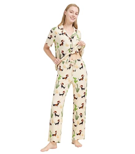 Image of WiWi Viscose from Bamboo Women's Pajamas Set Super Soft Button Down Top and Pants Sleepwear Cooling Pjs S-3X