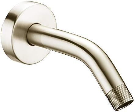 Purelux Shower Arm 6 Inch Universal Replacement Water Outlet PJ0602 Made of Stainless Steel, Brushed Nickel, Shower Arm and Flange Included