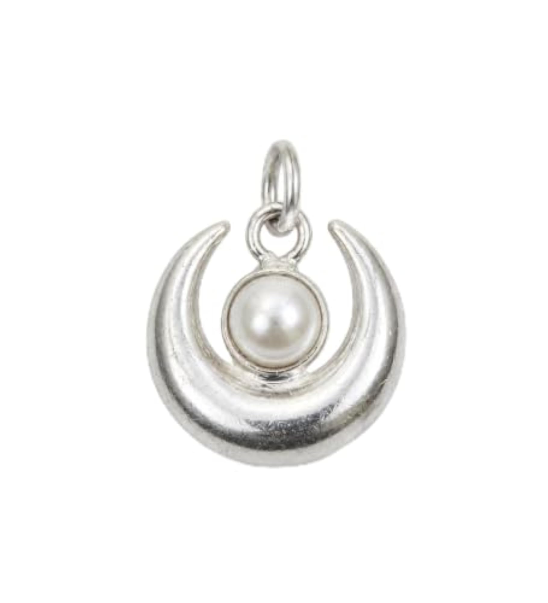 Crescent Moon Pearl Charm Pendant for Women