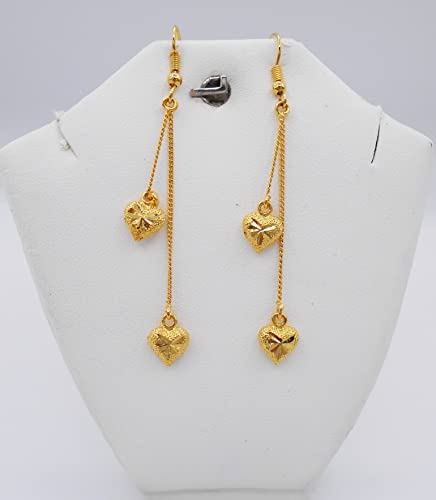 Lovely Dangle Earrings 23k 24k Thai Baht Yellow Gold Plated Filled Earrings Design From Thailand (E-205)2