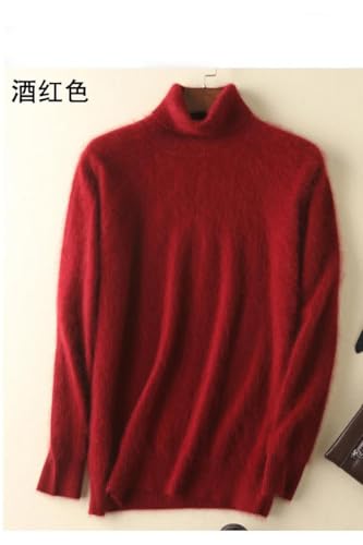 Men's Mink Cashmere Knitted Sweater High Neck Casual Pullover Warm Solid Color Top4