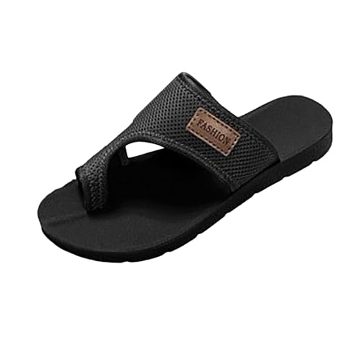 JEUROT Women Beach Thong Flat Sandals Arch Support Soft Cushion Mesh Flip Flops Open Toe Summer Slide Sandals Lightweight Casual Slippers for Indoor Outdoor (Black, 6.5)