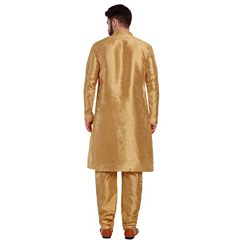 SKAVIJ Men's Art Silk Kurta Pajama and Scarf Set Indian Ethnic Wedding Party Dress4