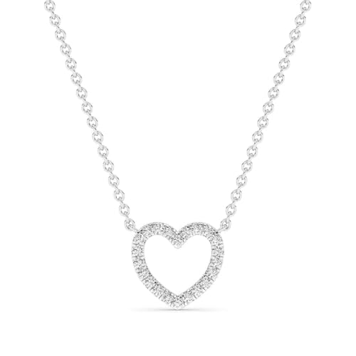 La Joya Silver Heart Necklace | 1/4 CT Lab Created Diamond Necklace for Women | Genuine 10K White Gold Plated Sterling Silver | Ideal Gift for Wife or Daughter