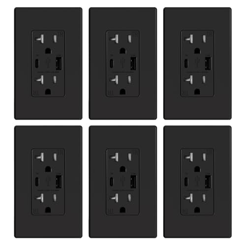 Sortie noire 4,2 A ELEGRP lot de 6 réceptacles muraux pour charge rapide