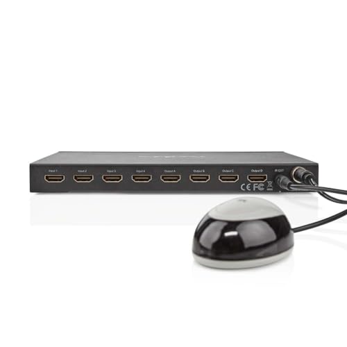 Matrice HDMI 4x4 Nedis avec boîtier robuste en métal noir