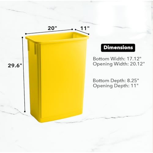 Image of 23 Gallon Slim Rectangular Garbage Can - Yellow