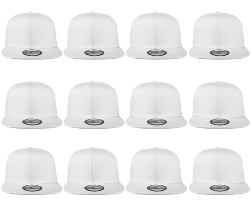 Image of Gelante Plain Blank Flat Brim Adjustable Snapback Baseball Caps Wholesale LOT 12 Pack