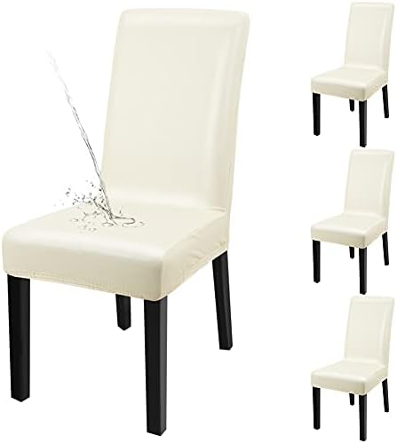 YISUN Spandex Dining Chair Covers, Modern Stretch Removable Washable Spandex Slipcovers for High Chairs 4/6 PCs Chair Protective Covers (Pure White, 4)