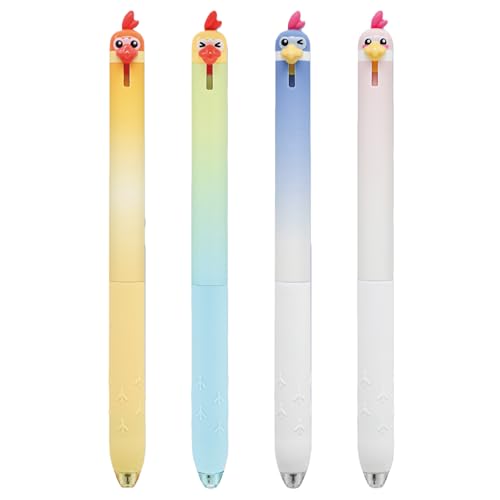 MOZXIRZ 4 Pcs Cute Gel Pens Cartoon Parrot Retractable Pens 0.5mm Black Ink Writing Pen Kawaii Animal Chick Pen for Girls Boys Women Men Office School Supplies (4Pcs Parrot)