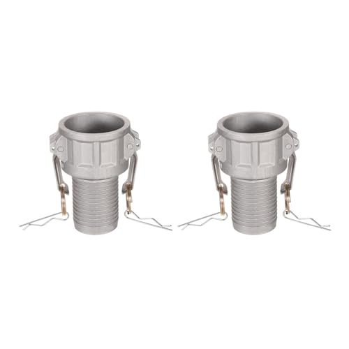PATIKIL 2 Pack Aluminum Cam Lock Fittings - Male Adapter x Female NPT Thread, Quick Disconnect Coupling Cam Lock Hose Fitting, Corrosion Resistant (2 Inch Part C Cam Groove Type)