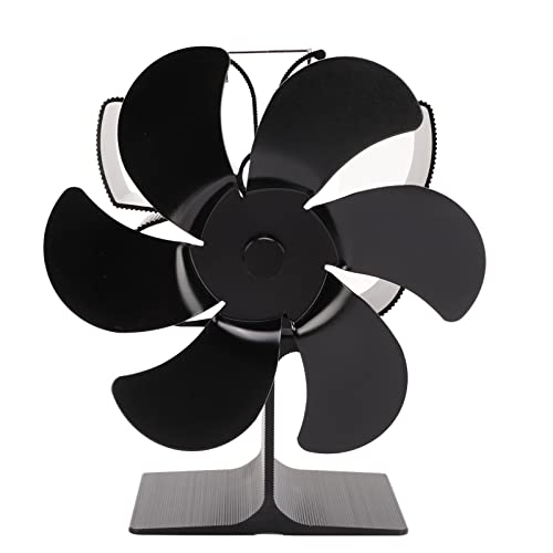 Pilipane Ventilador de estufa accionado por calor, ventilador para hogar de 6 aspas, potencia térmica, prueba de alta temperatura, ahorro de energía, negro