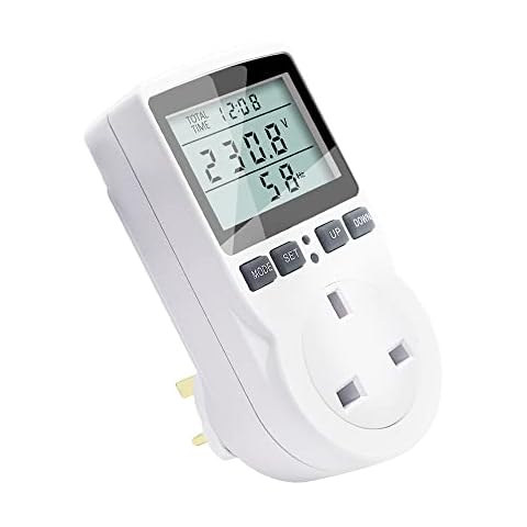 KETOTEK Power Meter Energy Monitor UK Plug, Watt Meter LCD Display Electricity Usage Monitor 11 Monitoring Modes, Watt Volt Amp Power Consumption Meter Overload Warning UK Plug for Home Appliances Cover