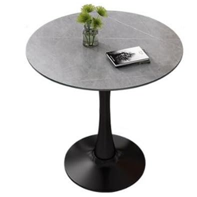 Table de salle à manger moderne en marbre tulipe avec socle en métal pour la maison, la salle à manger et le café, gris, 60 cm
