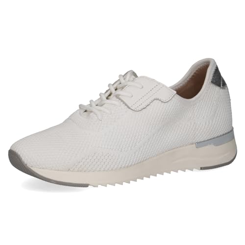 CAPRICE Damen Sneaker flach mit Schnürsenkeln Bequem, Weiß (White Knit), 39 EU