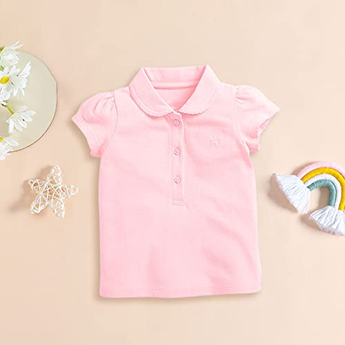 Toddler Girls Ruffle Short Sleeve Lapel Top Summer Cotton Plain Color T Shirts Lace Trendy Birthday Girls' Polo Shirts2