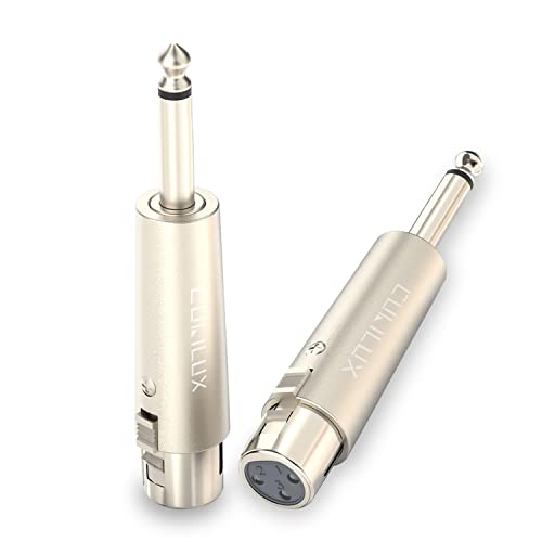 Cubilux Unbalance XLR Female to 1/4” TS Male Converter, XLR to 6.35mm(Quarter Inch) TS Mono Adapter for Guitar, Keyboard, Drum, Microphone, Power Amplifier, Mixer, Karaoke System, Speaker, 2-Pack